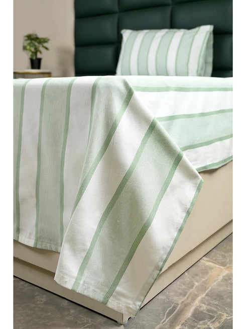 Feliz Cotton Microfiber Bedsheet | 180 TC (Equivalent to 400 TC Feel) | Woven Stripe Design | Soft, Colorfast, No Linting & Quick Dry