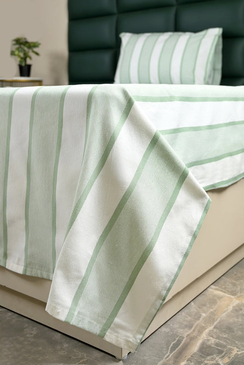 Feliz Cotton Microfiber Bedsheet | 180 TC (Equivalent to 400 TC Feel) | Woven Stripe Design | Soft, Colorfast, No Linting & Quick Dry