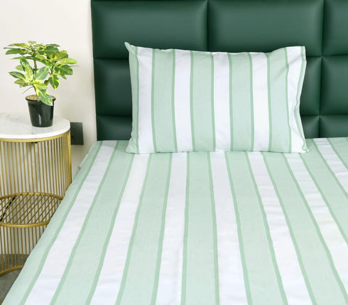 Feliz Cotton Microfiber Bedsheet | 180 TC (Equivalent to 400 TC Feel) | Woven Stripe Design | Soft, Colorfast, No Linting & Quick Dry