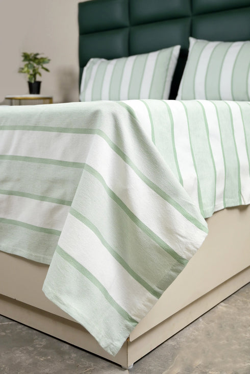 Feliz Cotton Microfiber Bedsheet | 180 TC (Equivalent to 400 TC Feel) | Woven Stripe Design | Soft, Colorfast, No Linting & Quick Dry