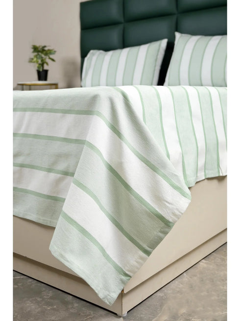 Feliz Cotton Microfiber Bedsheet | 180 TC (Equivalent to 400 TC Feel) | Woven Stripe Design | Soft, Colorfast, No Linting & Quick Dry