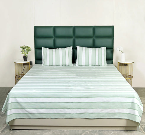 Feliz Cotton Microfiber Bedsheet | 180 TC (Equivalent to 400 TC Feel) | Woven Stripe Design | Soft, Colorfast, No Linting & Quick Dry