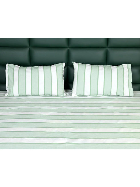 Feliz Cotton Microfiber Bedsheet | 180 TC (Equivalent to 400 TC Feel) | Woven Stripe Design | Soft, Colorfast, No Linting & Quick Dry