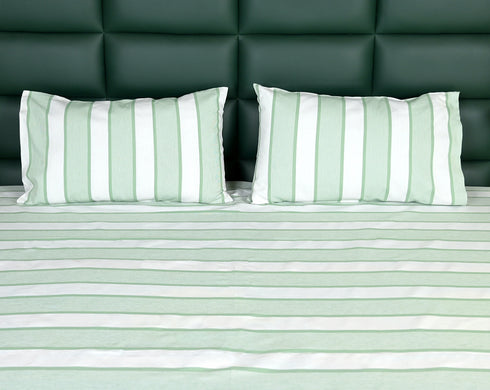 Feliz Cotton Microfiber Bedsheet | 180 TC (Equivalent to 400 TC Feel) | Woven Stripe Design | Soft, Colorfast, No Linting & Quick Dry