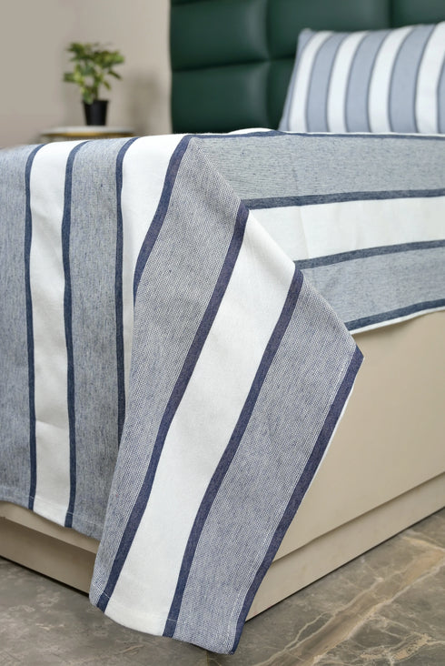 Feliz Cotton Microfiber Bedsheet | 180 TC (Equivalent to 400 TC Feel) | Woven Stripe Design | Soft, Colorfast, No Linting & Quick Dry