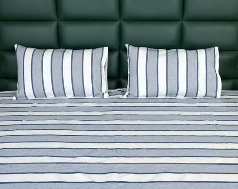 Feliz Cotton Microfiber Bedsheet | 180 TC (Equivalent to 400 TC Feel) | Woven Stripe Design | Soft, Colorfast, No Linting & Quick Dry