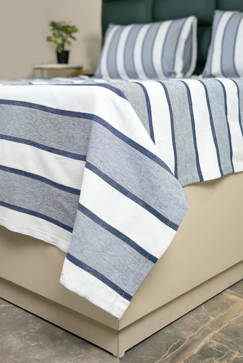 Feliz Cotton Microfiber Bedsheet | 180 TC (Equivalent to 400 TC Feel) | Woven Stripe Design | Soft, Colorfast, No Linting & Quick Dry