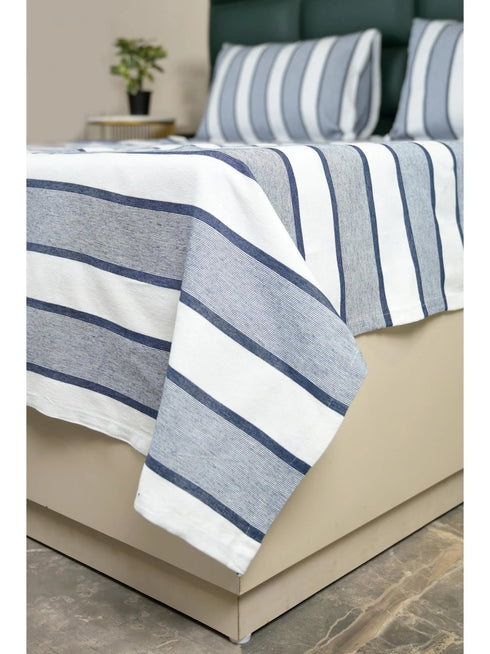 Feliz Cotton Microfiber Bedsheet | 180 TC (Equivalent to 400 TC Feel) | Woven Stripe Design | Soft, Colorfast, No Linting & Quick Dry