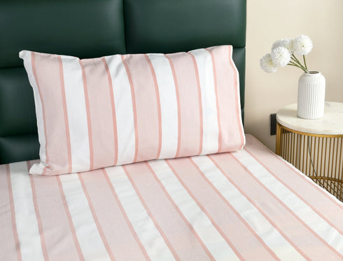 Feliz Cotton Microfiber Bedsheet | 180 TC (Equivalent to 400 TC Feel) | Woven Stripe Design | Soft, Colorfast, No Linting & Quick Dry