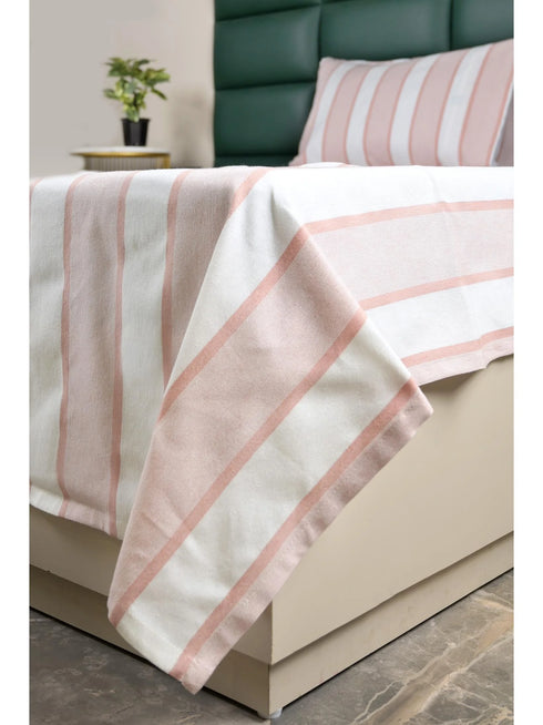 Feliz Cotton Microfiber Bedsheet | 180 TC (Equivalent to 400 TC Feel) | Woven Stripe Design | Soft, Colorfast, No Linting & Quick Dry