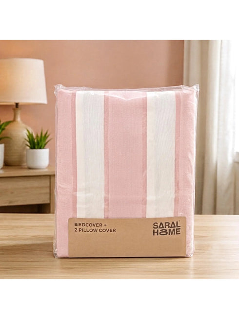 Feliz Cotton Microfiber Bedsheet | 180 TC (Equivalent to 400 TC Feel) | Woven Stripe Design | Soft, Colorfast, No Linting & Quick Dry