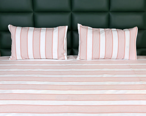 Feliz Cotton Microfiber Bedsheet | 180 TC (Equivalent to 400 TC Feel) | Woven Stripe Design | Soft, Colorfast, No Linting & Quick Dry