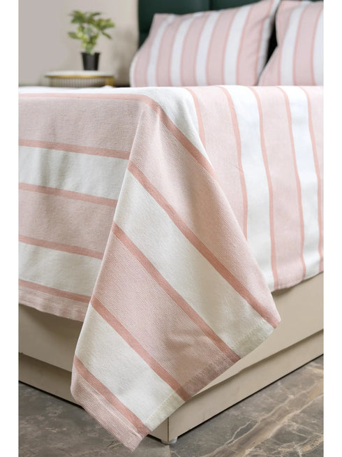 Feliz Cotton Microfiber Bedsheet | 180 TC (Equivalent to 400 TC Feel) | Woven Stripe Design | Soft, Colorfast, No Linting & Quick Dry