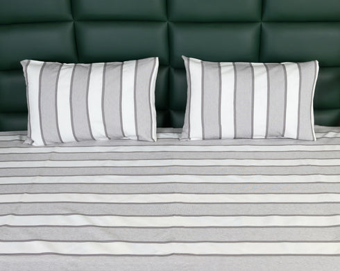Feliz Cotton Microfiber Bedsheet | 180 TC (Equivalent to 400 TC Feel) | Woven Stripe Design | Soft, Colorfast, No Linting & Quick Dry