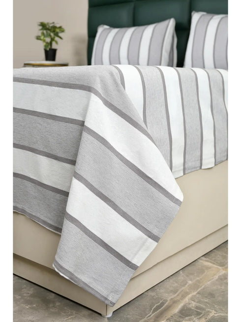 Feliz Cotton Microfiber Bedsheet | 180 TC (Equivalent to 400 TC Feel) | Woven Stripe Design | Soft, Colorfast, No Linting & Quick Dry