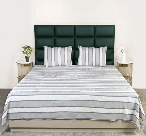 Feliz Cotton Microfiber Bedsheet | 180 TC (Equivalent to 400 TC Feel) | Woven Stripe Design | Soft, Colorfast, No Linting & Quick Dry