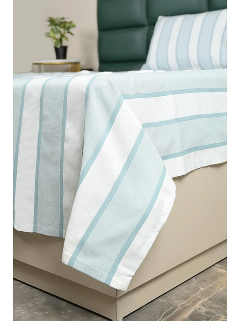 Feliz Cotton Microfiber Bedsheet | 180 TC (Equivalent to 400 TC Feel) | Woven Stripe Design | Soft, Colorfast, No Linting & Quick Dry