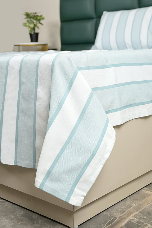 Feliz Cotton Microfiber Bedsheet | 180 TC (Equivalent to 400 TC Feel) | Woven Stripe Design | Soft, Colorfast, No Linting & Quick Dry