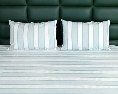 Feliz Cotton Microfiber Bedsheet | 180 TC (Equivalent to 400 TC Feel) | Woven Stripe Design | Soft, Colorfast, No Linting & Quick Dry