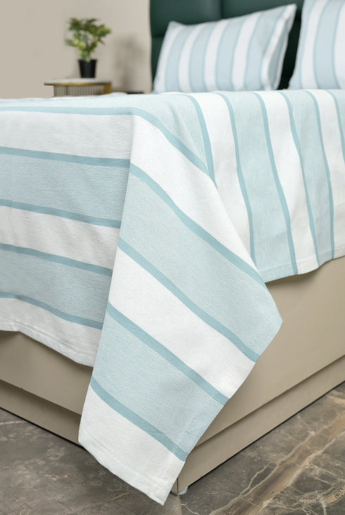 Feliz Cotton Microfiber Bedsheet | 180 TC (Equivalent to 400 TC Feel) | Woven Stripe Design | Soft, Colorfast, No Linting & Quick Dry
