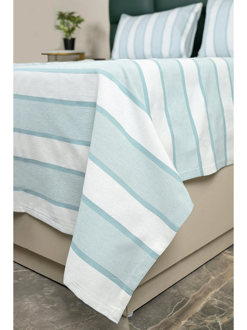 Feliz Cotton Microfiber Bedsheet | 180 TC (Equivalent to 400 TC Feel) | Woven Stripe Design | Soft, Colorfast, No Linting & Quick Dry