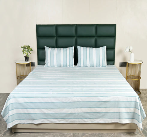 Feliz Cotton Microfiber Bedsheet | 180 TC (Equivalent to 400 TC Feel) | Woven Stripe Design | Soft, Colorfast, No Linting & Quick Dry