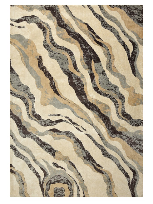 Nireti Modern Abstract Wave Carpet for Living, Drawing & Bedroom | Soft Polyester & olefin BCF Area Rug with Strong Backing (11mm Pile Height)