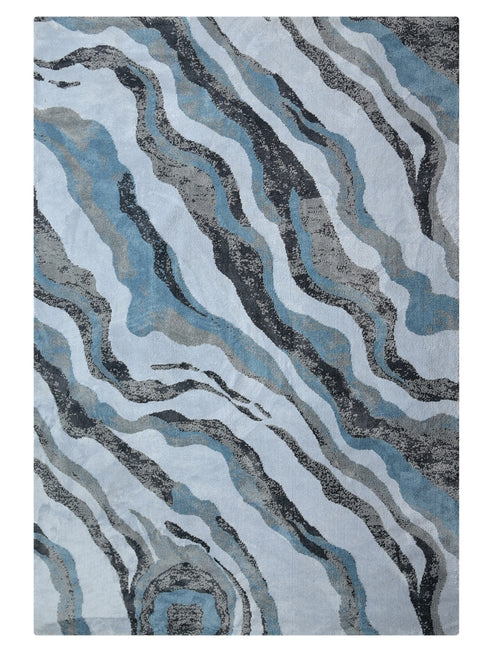 Nireti Modern Abstract Wave Carpet for Living, Drawing & Bedroom | Soft Polyester & olefin BCF Area Rug with Strong Backing (11mm Pile Height)