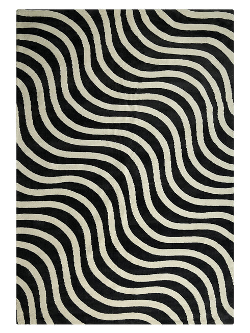 Epal Modern Wavy Line Pattern Carpet for Living, Drawing & Bedroom | Soft Polyester & olefin BCF Yarn Area Rug with Strong Backing (11mm Pile Height)