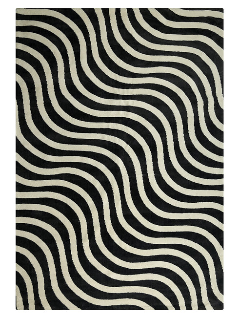 Epal Modern Wavy Line Pattern Carpet for Living, Drawing & Bedroom | Soft Polyester & olefin BCF Yarn Area Rug with Strong Backing (11mm Pile Height)