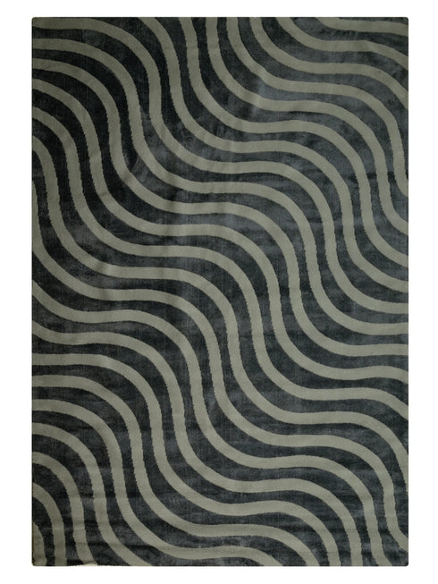 Epal Modern Wavy Line Pattern Carpet for Living, Drawing & Bedroom | Soft Polyester & olefin BCF Yarn Area Rug with Strong Backing (11mm Pile Height)