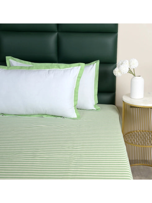 Reka Cotton Rich Bedsheet | Elegant Stripe Woven Bed Sheet | 180 TC (Weight 400 TC) | Soft & Comfortable Bedsheet for Bedroom
