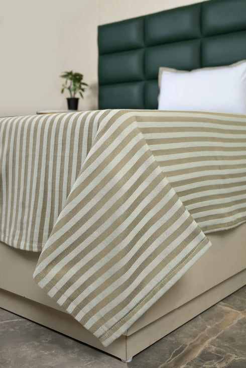 Reka Cotton Rich Bedsheet | Elegant Stripe Woven Bed Sheet | 180 TC (Weight 400 TC) | Soft & Comfortable Bedsheet for Bedroom