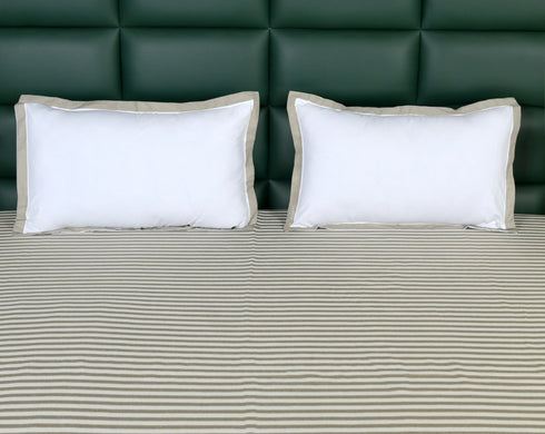 Reka Cotton Rich Bedsheet | Elegant Stripe Woven Bed Sheet | 180 TC (Weight 400 TC) | Soft & Comfortable Bedsheet for Bedroom