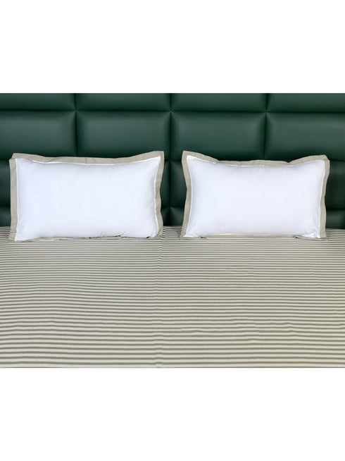 Reka Cotton Rich Bedsheet | Elegant Stripe Woven Bed Sheet | 180 TC (Weight 400 TC) | Soft & Comfortable Bedsheet for Bedroom