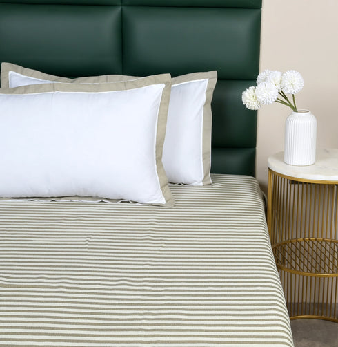 Reka Cotton Rich Bedsheet | Elegant Stripe Woven Bed Sheet | 180 TC (Weight 400 TC) | Soft & Comfortable Bedsheet for Bedroom