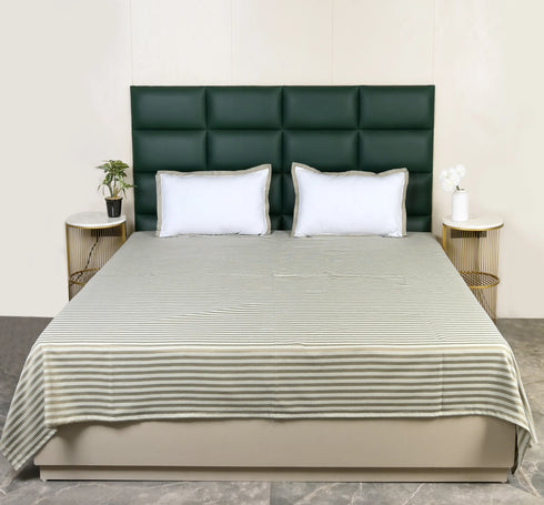 Reka Cotton Rich Bedsheet | Elegant Stripe Woven Bed Sheet | 180 TC (Weight 400 TC) | Soft & Comfortable Bedsheet for Bedroom