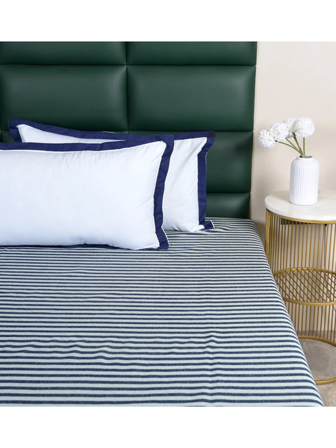 Reka Cotton Rich Bedsheet | Elegant Stripe Woven Bed Sheet | 180 TC (Weight 400 TC) | Soft & Comfortable Bedsheet for Bedroom