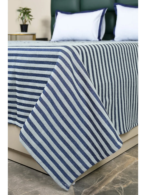 Reka Cotton Rich Bedsheet | Elegant Stripe Woven Bed Sheet | 180 TC (Weight 400 TC) | Soft & Comfortable Bedsheet for Bedroom