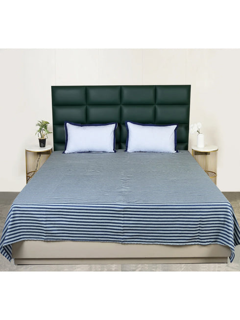 Reka Cotton Rich Bedsheet | Elegant Stripe Woven Bed Sheet | 180 TC (Weight 400 TC) | Soft & Comfortable Bedsheet for Bedroom