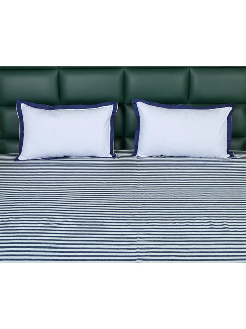 Reka Cotton Rich Bedsheet | Elegant Stripe Woven Bed Sheet | 180 TC (Weight 400 TC) | Soft & Comfortable Bedsheet for Bedroom