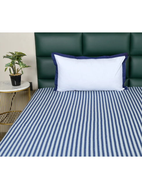 Reka Cotton Rich Bedsheet | Elegant Stripe Woven Bed Sheet | 180 TC (Weight 400 TC) | Soft & Comfortable Bedsheet for Bedroom