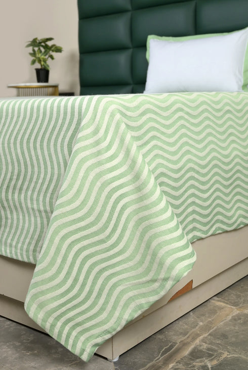 Varu Cotton Rich Bedsheet | Elegant Wavy Stripe Woven Bed Sheet | 180 TC (Weight 400 TC) | Soft & Comfortable Bedsheet for Bedroom