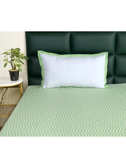Varu Cotton Rich Bedsheet | Elegant Wavy Stripe Woven Bed Sheet | 180 TC (Weight 400 TC) | Soft & Comfortable Bedsheet for Bedroom