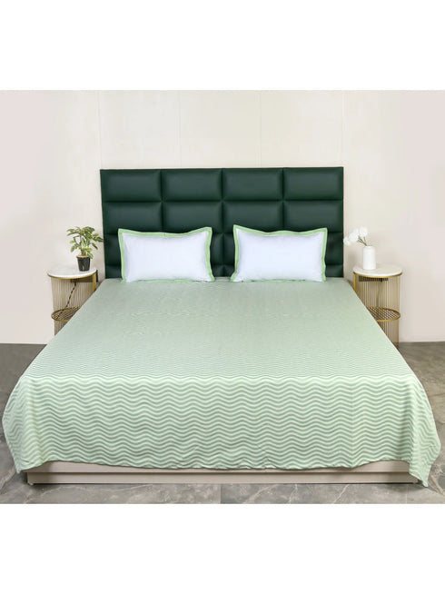 Varu Cotton Rich Bedsheet | Elegant Wavy Stripe Woven Bed Sheet | 180 TC (Weight 400 TC) | Soft & Comfortable Bedsheet for Bedroom