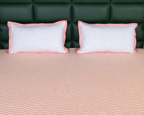 Varu Cotton Rich Bedsheet | Elegant Wavy Stripe Woven Bed Sheet | 180 TC (Weight 400 TC) | Soft & Comfortable Bedsheet for Bedroom