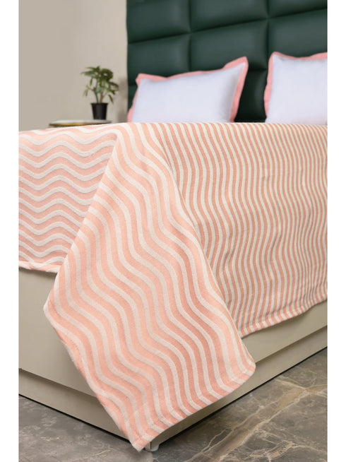 Varu Cotton Rich Bedsheet | Elegant Wavy Stripe Woven Bed Sheet | 180 TC (Weight 400 TC) | Soft & Comfortable Bedsheet for Bedroom