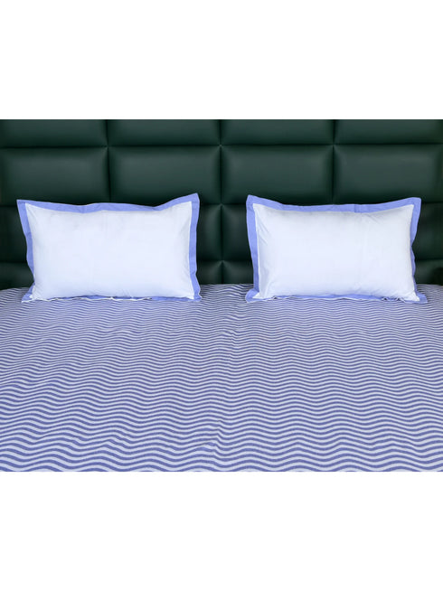 Varu Cotton Rich Bedsheet | Elegant Wavy Stripe Woven Bed Sheet | 180 TC (Weight 400 TC) | Soft & Comfortable Bedsheet for Bedroom