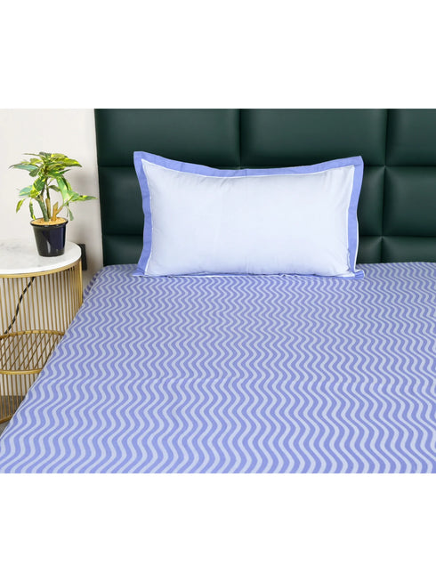Varu Cotton Rich Bedsheet | Elegant Wavy Stripe Woven Bed Sheet | 180 TC (Weight 400 TC) | Soft & Comfortable Bedsheet for Bedroom