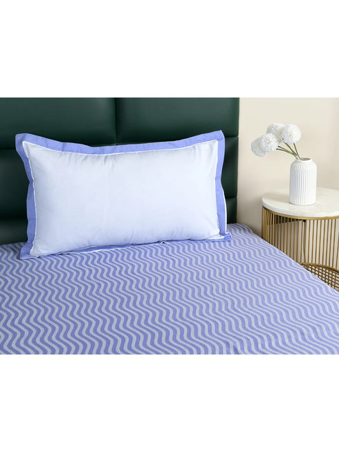 Varu Cotton Rich Bedsheet | Elegant Wavy Stripe Woven Bed Sheet | 180 TC (Weight 400 TC) | Soft & Comfortable Bedsheet for Bedroom